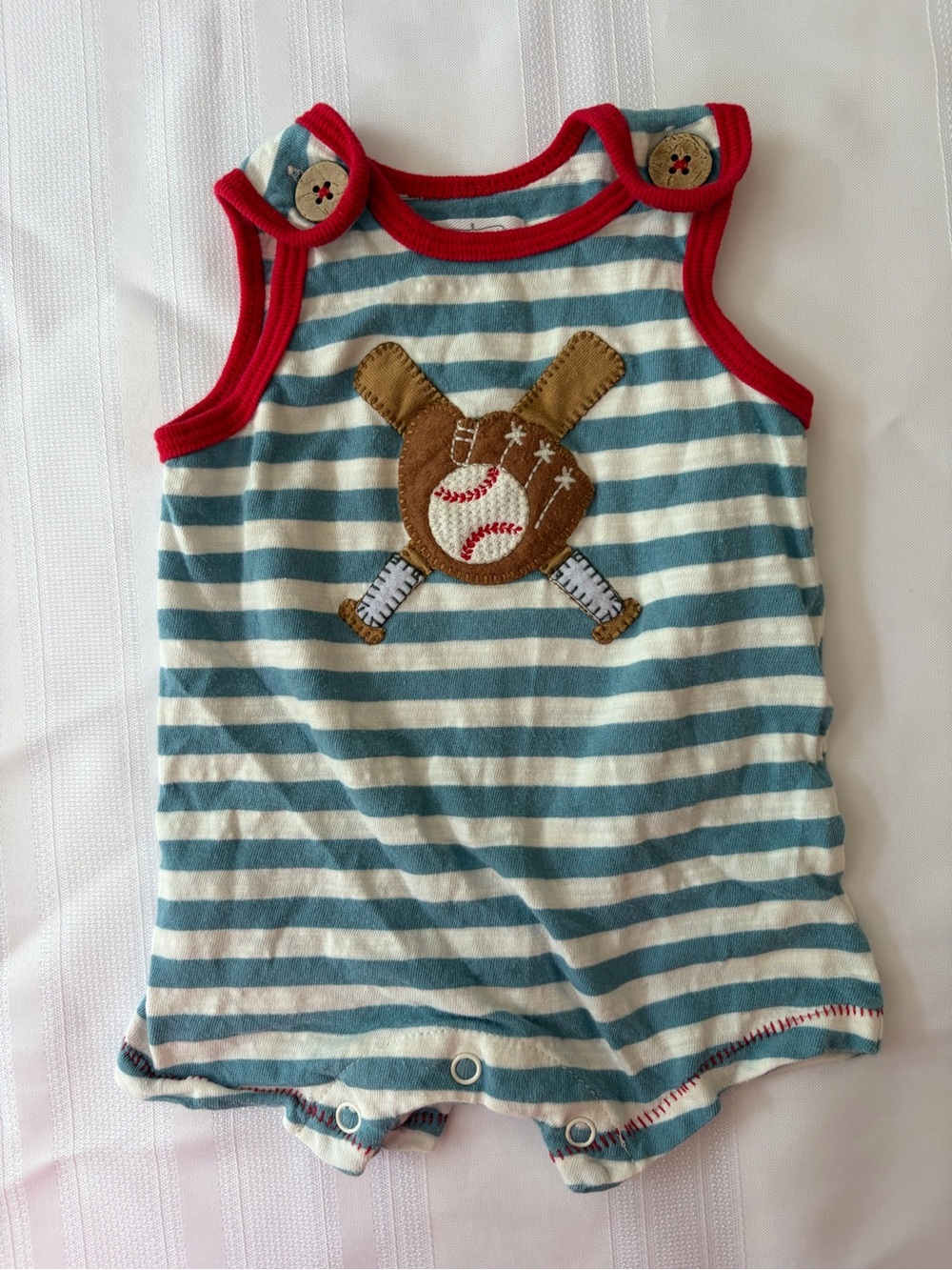 Mudpie Baseball Appliqué Baby Romper NB